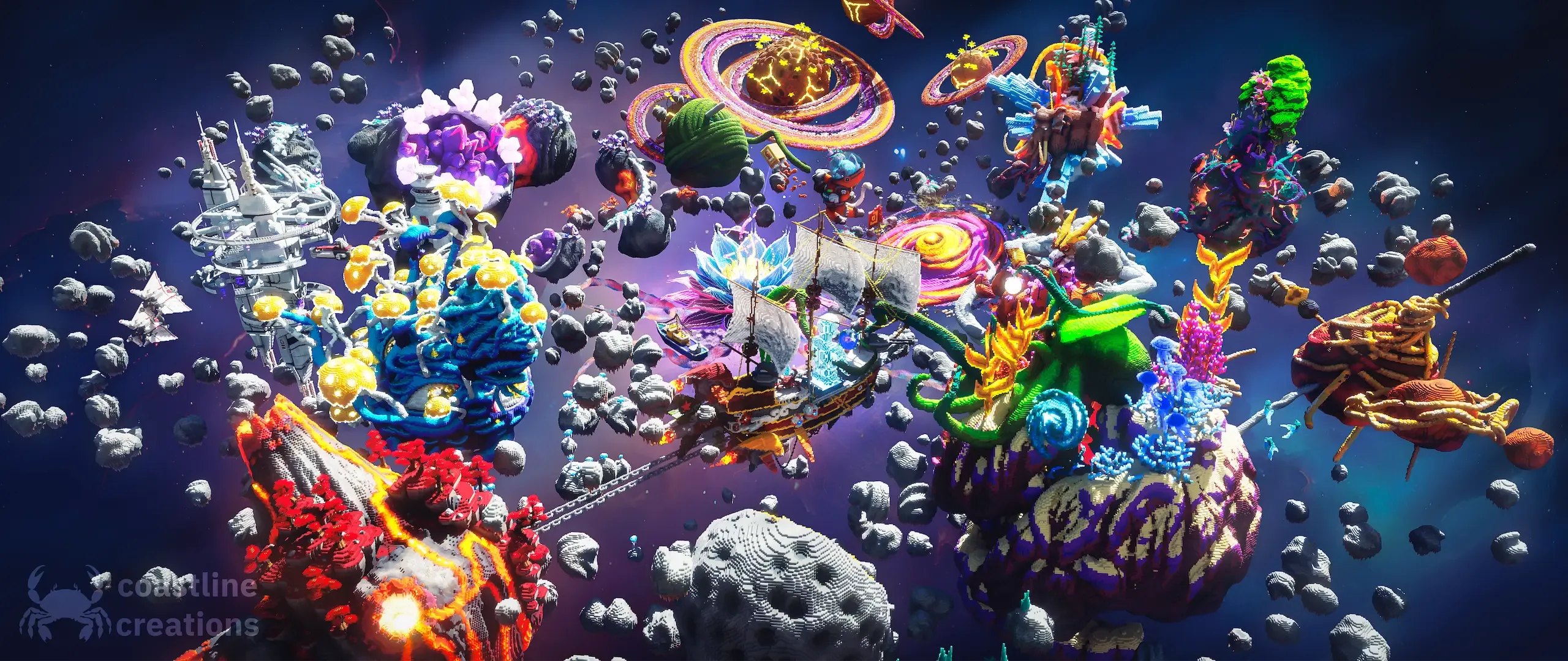 An orbital panorama of the Solar System build with planets arranged across deep space